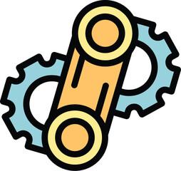Poster - Line gear wheel icon outline vector. Industry factory. Work machine color flat