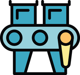 Poster - Factory line icon outline vector. Work industry. Operator worker color flat