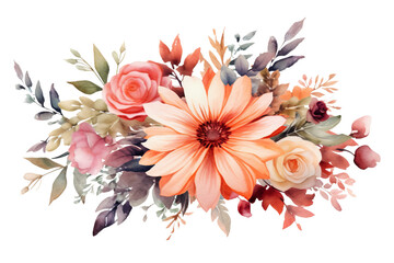 Wall Mural - Watercolor flower PNG - beautiful floral designs with transparent background