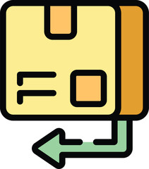 Sticker - Parcel return icon outline vector. Delivery product. Store refund color flat