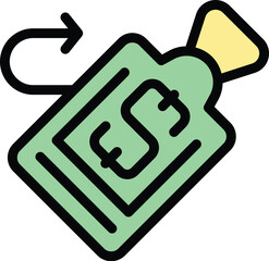 Poster - Refund tag icon outline vector. Box shipment. Service product color flat