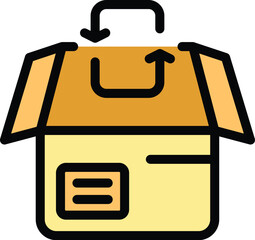 Poster - Return box icon outline vector. Delivery store. Parcel order color flat