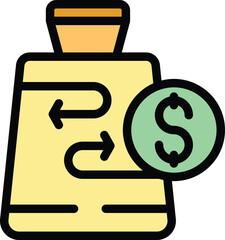 Poster - Purchase returns icon outline vector. Return product. Delivery box color flat