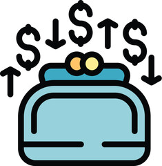 Poster - Purchase returns wallet icon outline vector. Box shipment. Product service color flat