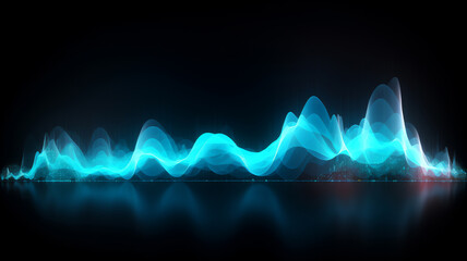 Wall Mural - Audio soundwave scope signal as an abstract background depicting a sampled music sound wave frequency in a recording studio showing its amplitude, computer Generative AI stock illustration image