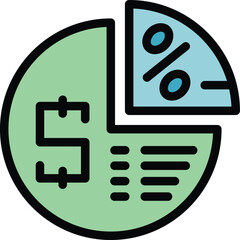 Poster - Cashback pie chart icon outline vector. Cash back. Business refund color flat