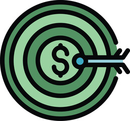 Poster - Money target icon outline vector. Cash back reward. Pay refund color flat