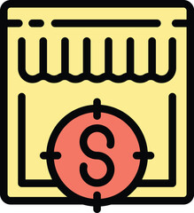 Poster - Cash back target icon outline vector. Money reward. Refund pay color flat