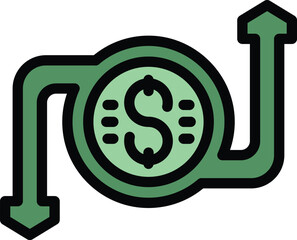 Poster - Money return icon outline vector. Cash back. Business refund color flat
