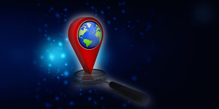 3d rendering Red map pointer search concept