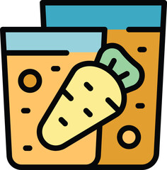 Sticker - Carrot fresh icon outline vector. Glass diet. Drink food color flat