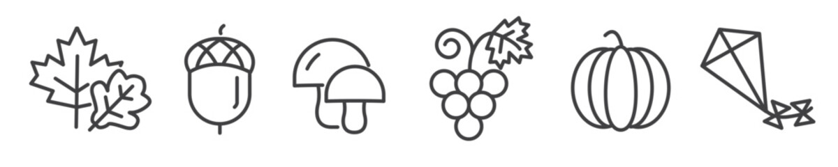 Wall Mural - autumn and season vector line icons - thin line icon collection on white background