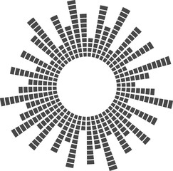 Poster - circle sound wave. audio music equalizer. round circular icon. spectrum radial pattern and frequency