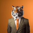 Illustration of Tiger wearing business suit.successful business man concept.executive management.