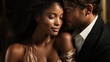Beautiful interracial couple in love embracing and kissing, closeup. Joyful mixed-race sweethearts.
