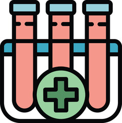 Poster - Medical test tubes icon outline vector. Clinic emergency. Care health color flat