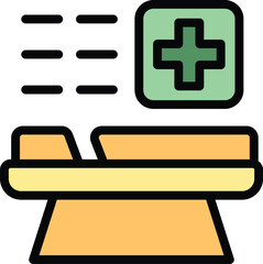 Poster - Emergency room bed icon outline vector. Medical patient. Man treatment color flat