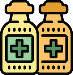 Poster - Injection bottles icon outline vector. Emergency room. Surgery help color flat