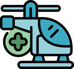 Poster - Emergency helicopter icon outline vector. Medical patient. Clinic office color flat