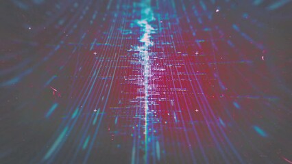 Poster - Vintage Digital Data Graphic Close Up/ 4k animation of an abstract grunge background with slow motion business stats data scrolling with depth of blur effect