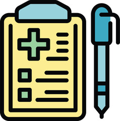 Poster - Patient card icon outline vector. Medicine patient. Care nurse color flat