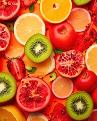 Aufkleber - Tropical fruit background. the view from the top.