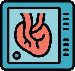 Poster - Test heart beat icon outline vector. Emergency room. Medical patient color flat