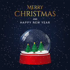 Wall Mural - Merry christmas card vector template. Christmas greeting social media post template