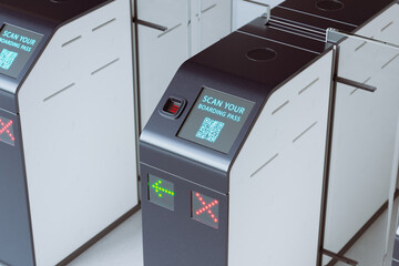 Self-service mobile gates at the airport for easy access and convenience.