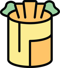 Poster - Spring roll box icon outline vector. Food cuisine. Chinese meal color flat