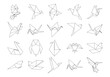 © Tabroni497 - Vector set of outline paper origami birds isolated on white