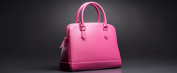 A Stylish Pink Youth Women's Handbag Set Against a Chic Gray Studio Backdrop