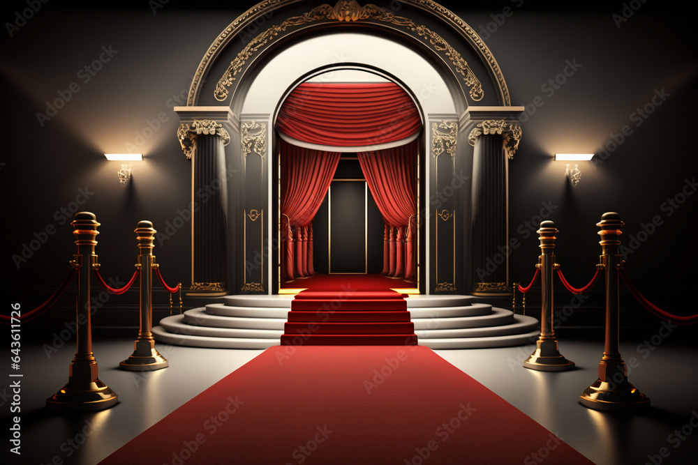 VIP luxury entrance with red carpet generative ai Stock Illustration ...