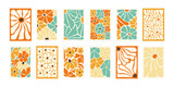 Fototapeta Pokój dzieciecy - Retro pastel color groovy daisy flower abstract design set for social media poster banner background