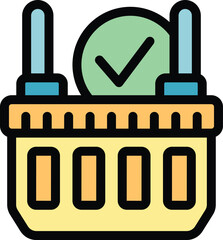 Canvas Print - Shop basket icon outline vector. Warranty card. Frame tag color flat