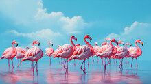 Flamingos In The Water