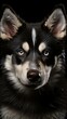 dog Husky with black background
