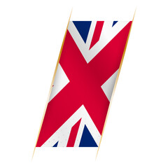 Sticker - United Kingdom flag in the form of a banner with waving effect and shadow.