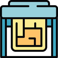 Poster - Data plotter icon outline vector. Printer machine. Offset copy color flat