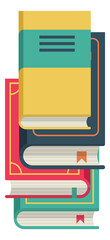 Poster - Bookstore stack icon. Top view of book pile
