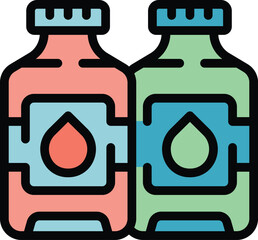 Poster - Plotter paint bottle icon outline vector. Printer copy. Office data color flat