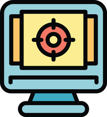 Poster - Monitor target icon outline vector. Plotter device. Format offset color flat
