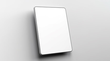 Modern black tablet computer with blank horizontal screen isolated on white background. Generative AI
