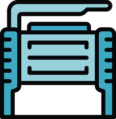 Poster - Large plotter icon outline vector. Printer machine. Digital screen color flat