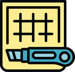 Poster - Knife plotter icon outline vector. Data device. Copy computer color flat