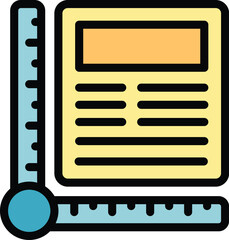 Poster - Plotter ruller icon outline vector. Data device. Format copy color flat