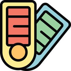 Poster - Plotter palette icon outline vector. Printer format. Computer data color flat