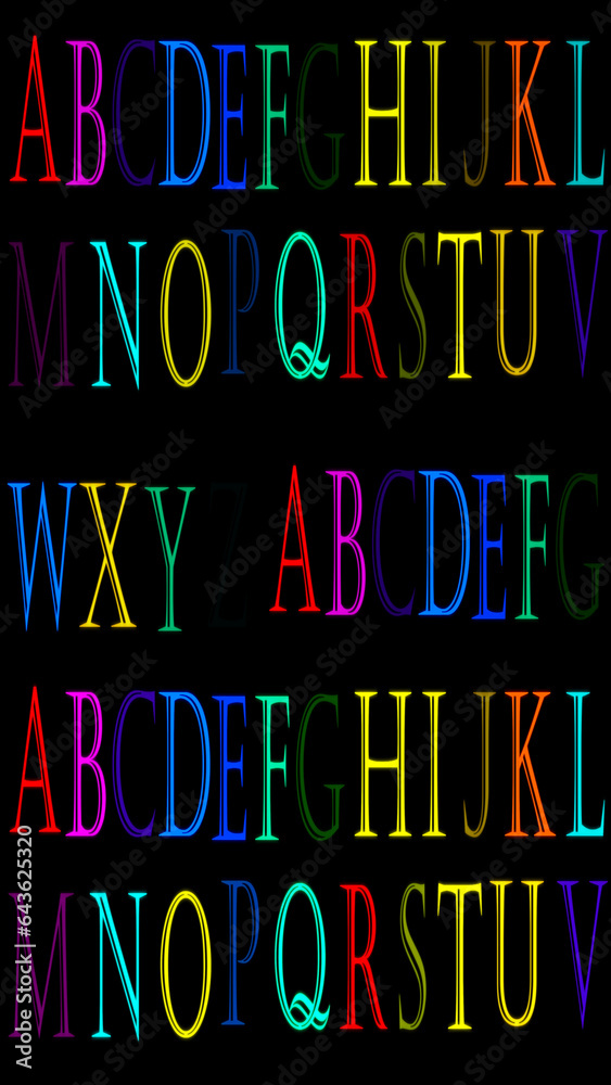 Alphabet colorful A to Z in vertical high resolution. Alphabet, A to Z ...