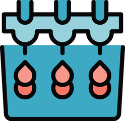 Poster - Dropper plotter icon outline vector. Printer machine. Offset data color flat