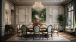 A classical Interior of a hotel dinning room table, 